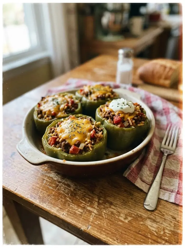 A colorful array of hearty classic stuffed peppers filled with savory ingredients.