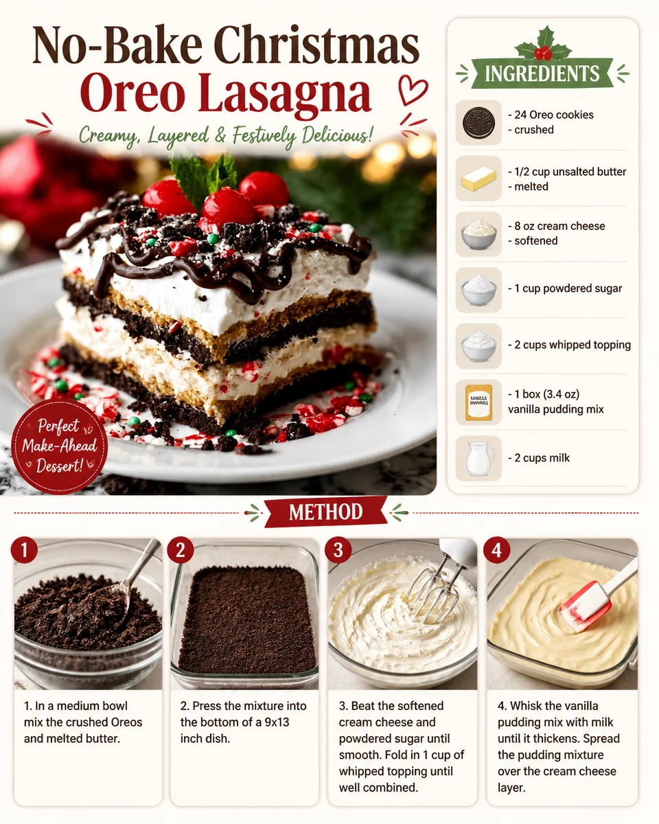 No-Bake Christmas Oreo Lasagna