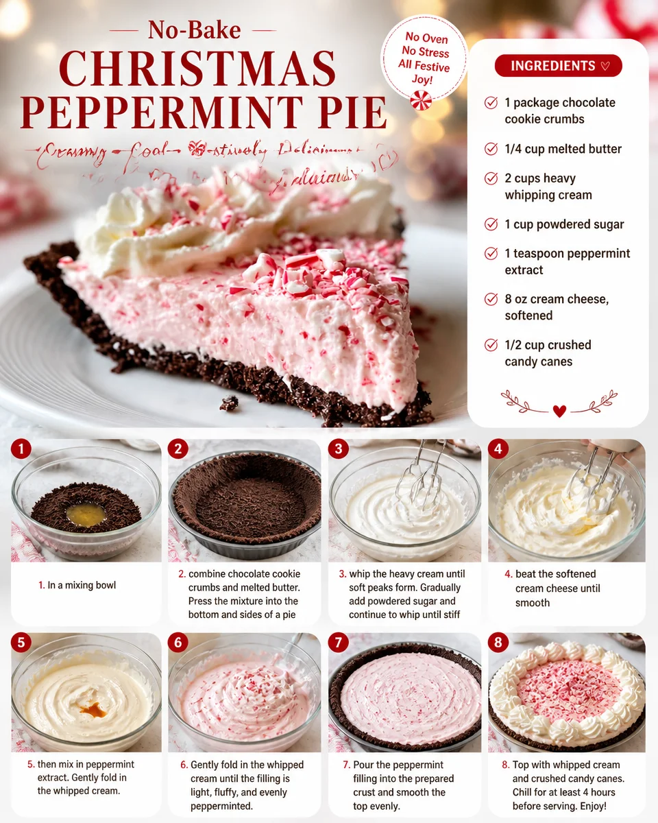No-Bake Christmas Peppermint Pie