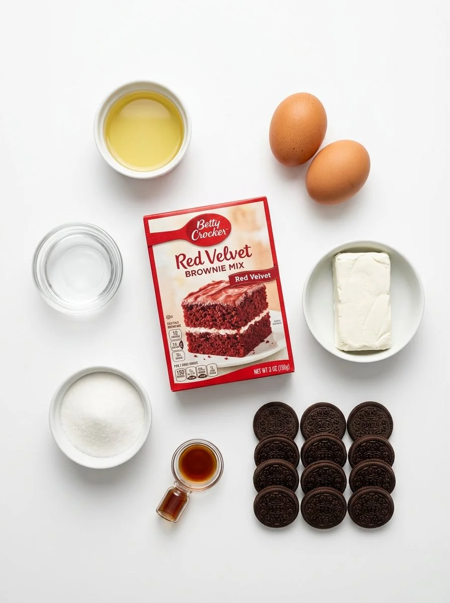 Oreo Stuffed Red Velvet Brownies