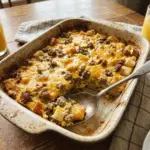 Delicious Sausage Breakfast Casserole baked to perfection with eggs and cheese.