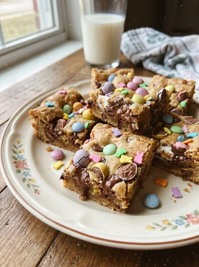 Deliciously soft and loaded Easter egg bars filled with chocolate and candy treats.