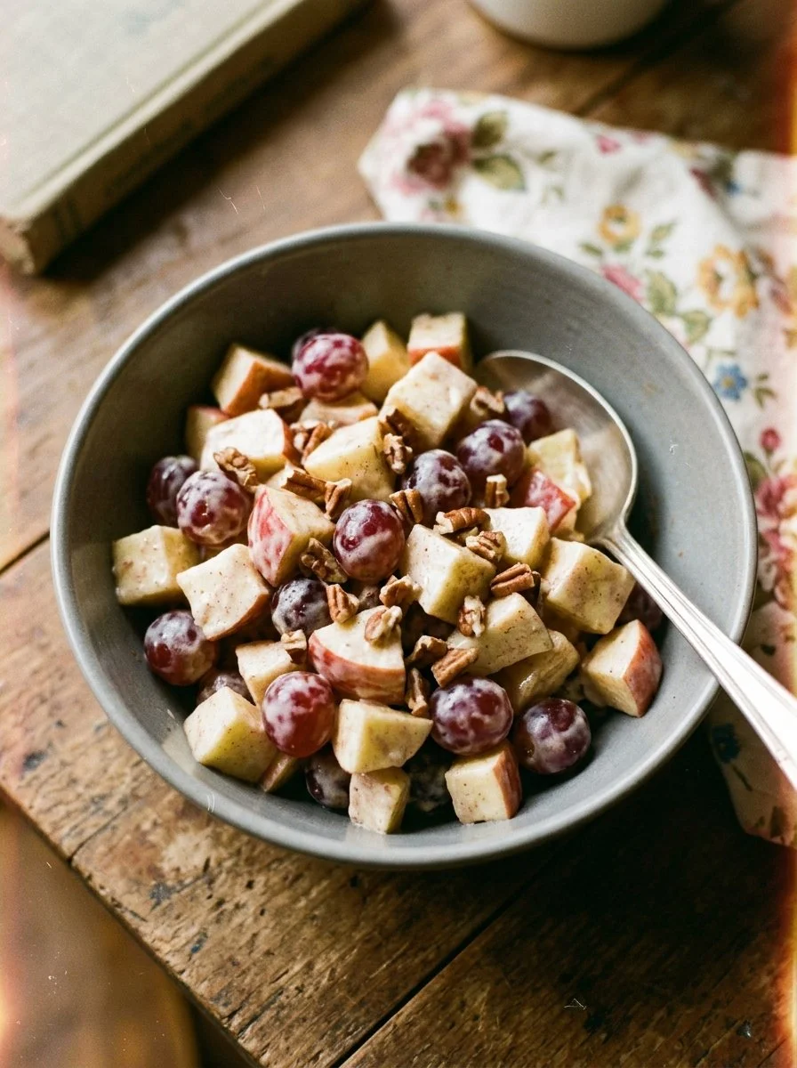 Cinnamon Apple Grape Salad with fresh apples, grapes, and a sprinkle of cinnamon