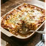 Delicious dumpling lasagna dish served with fresh herbs