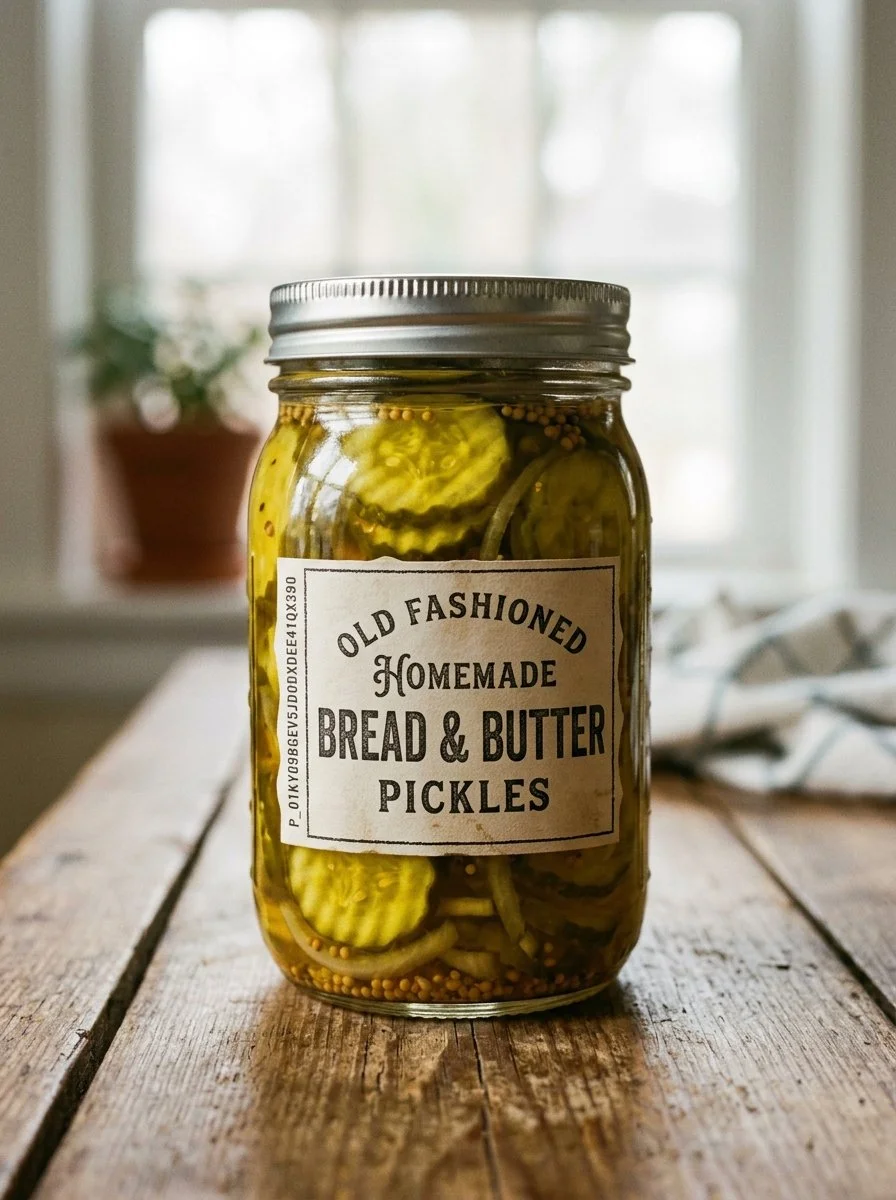 Homemade refrigerator bread and butter pickles in a jar