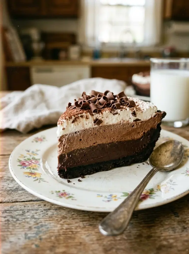 Irresistible Mississippi Mud Pie with chocolate and whipped cream layers