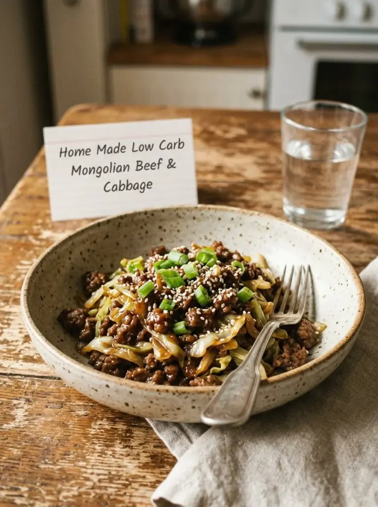 Low Carb Mongolian Ground Beef with Cabbage Dish