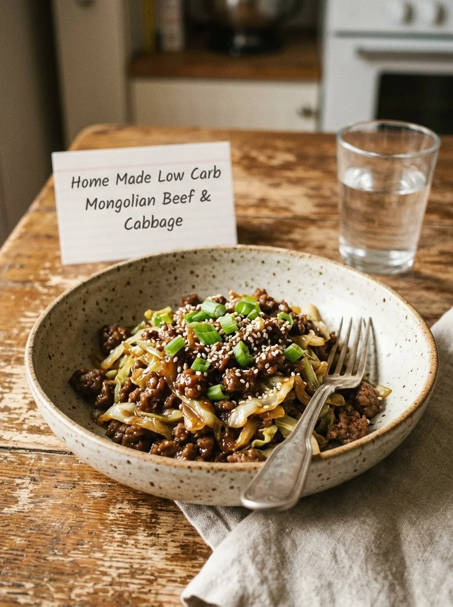 Low Carb Mongolian Ground Beef with Cabbage Dish