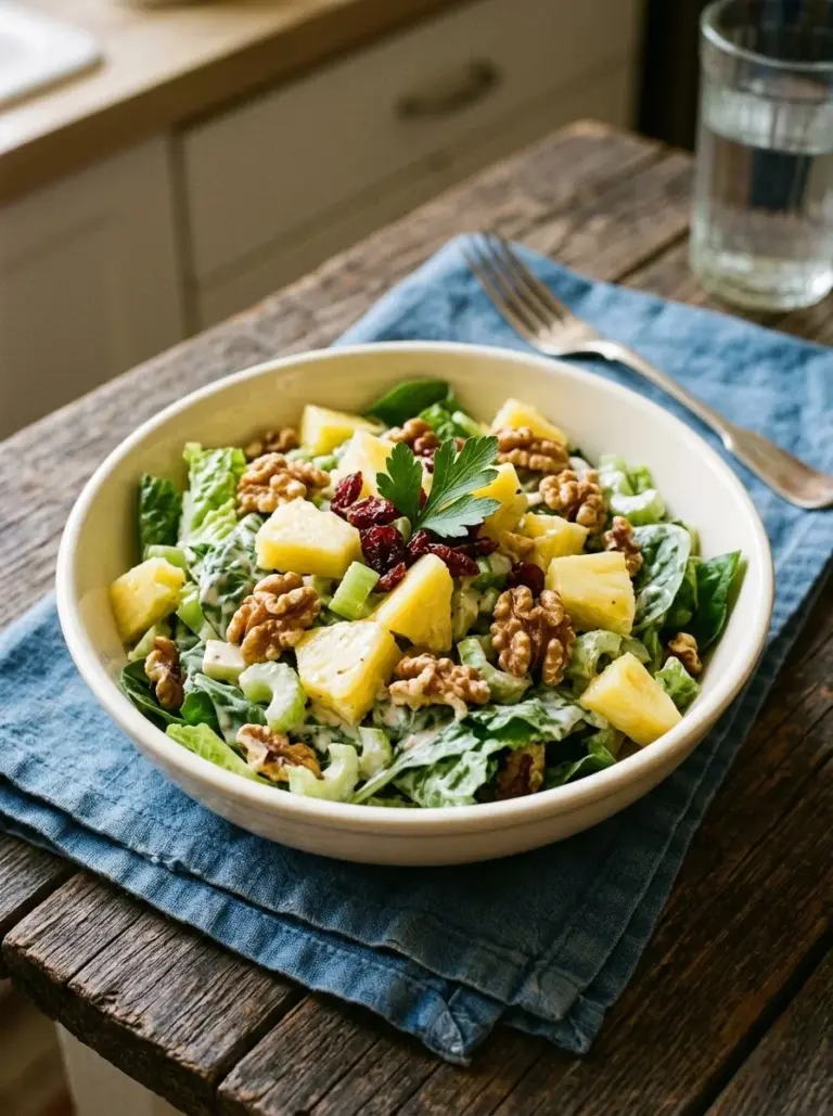 Delicious Pineapple Walnut Salad with fresh pineapple and crunchy walnuts
