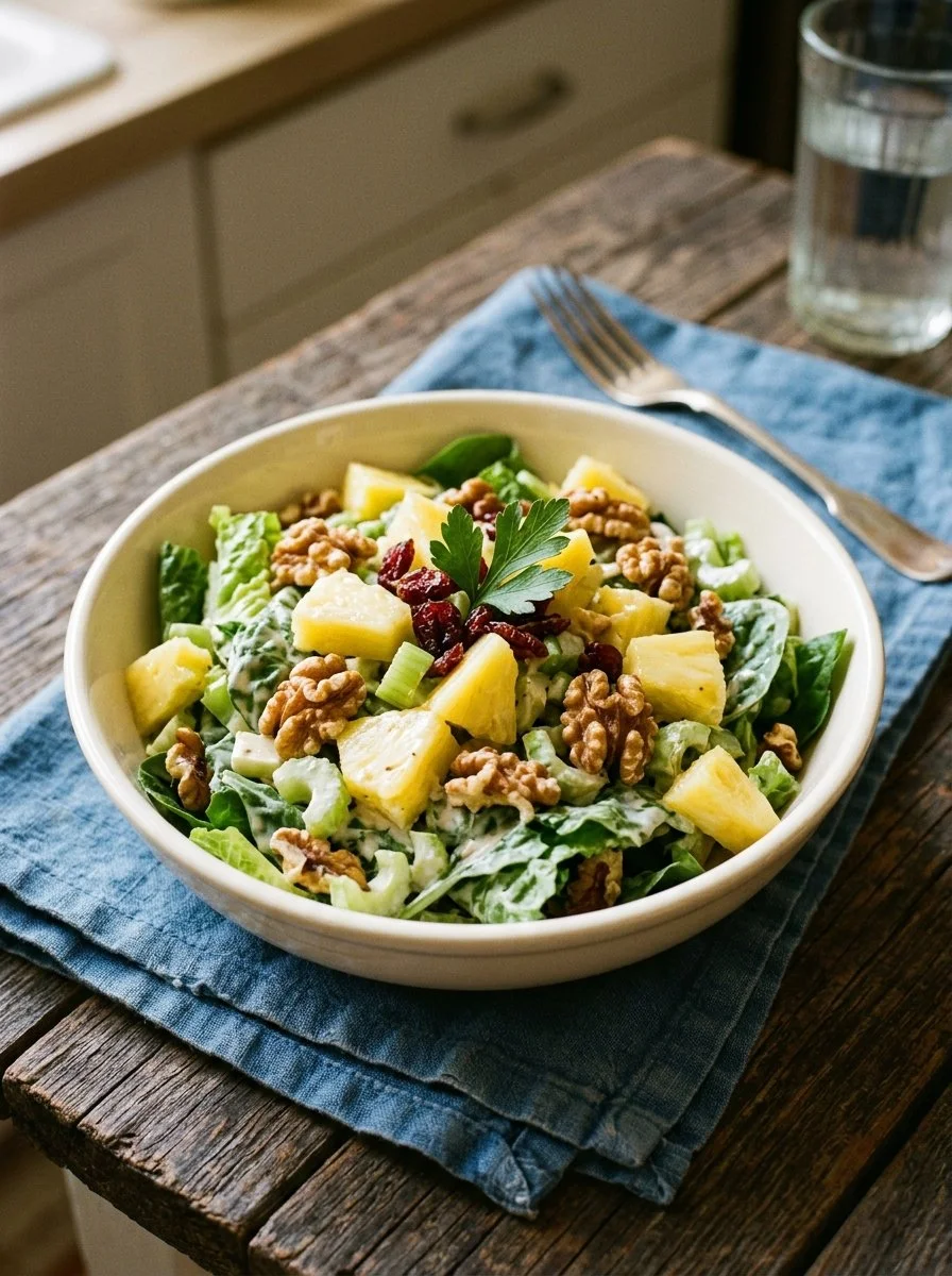 Delicious Pineapple Walnut Salad with fresh pineapple and crunchy walnuts