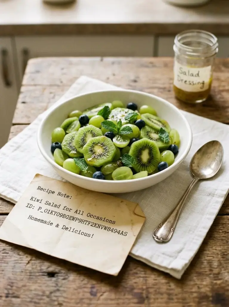 Colorful kiwi salad with fresh fruits and greens for a light meal