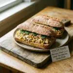 Mexican street corn salad sandwich topped with cilantro and cheese