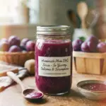 Delicious homemade plum BBQ sauce in a jar