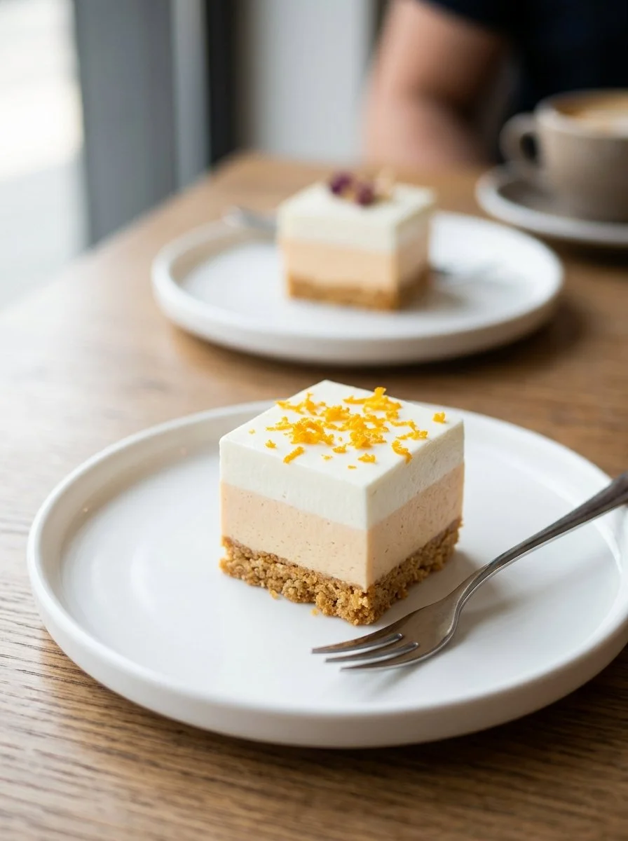 Delicious orange creamsicle bars served on a plate, perfect summer dessert.