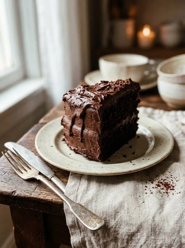 Ultimate homemade chocolate cake with rich frosting and decoration
